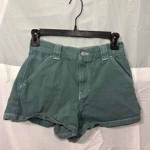 PacSun Teal High-Waist Cotton Shorts with White Stitching